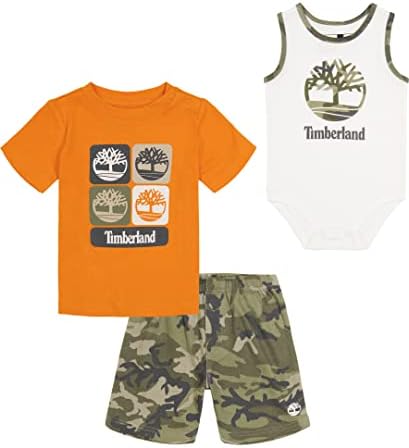 Тениска Timberland за малки момчета от 3 теми, Боди и къси комплект