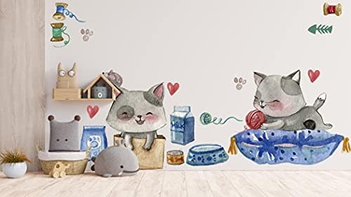 Стикери за стена с котки за деца - Сладък Котка - Стикери за стена с котки - Домашна котка - 3D Принт - Стикери за