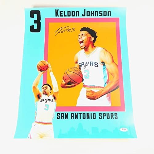 Келдон Джонсън подписа снимка 16x20 С автограф на PSA / DNA San Antonio Spurs - Снимки на НБА с автограф