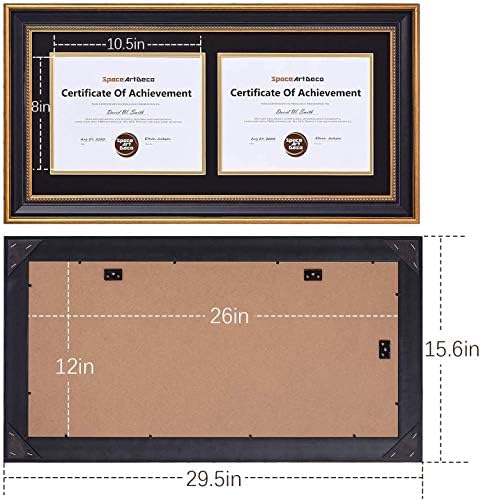Космически арт-деко, Двойни рамки за снимки 12x26 за две сертификати, документи и дипломи от колеж с размери 8,5x11