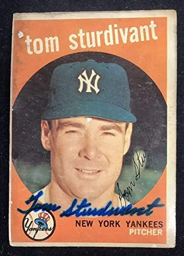 Това Стердивант Подписа Бейзболна картичка Topps 471 1959 г., С Автограф от ню ЙОРК Янкис JSA - Бейзболни картички