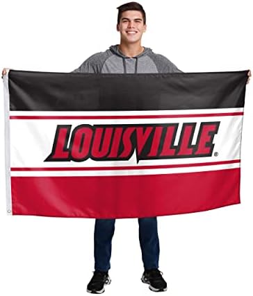 NCAA Louisville Кардиналите Унисекс Двустранен отбор Лого 3 x 5' Хоризонтален Флаг, Странично оттичане, фланец 3 x 5', Един