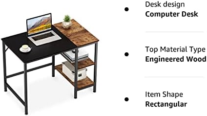 Компютърна маса JOISCOPE за домашен офис, Малък бюро за обучение с дървени рафтове за съхранение, Двустепенна Промишлен маса
