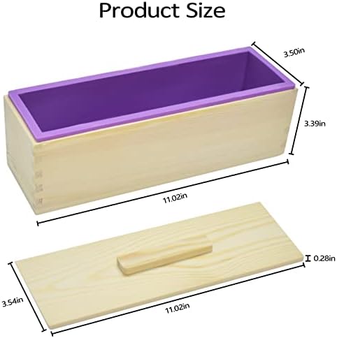 Набор от Форми за рязане на сапун Artcome Лоуф, Правоъгълна Силиконова Форма за сапун на 42 грама, Дървена кутия от 2 теми с капак, Регулируем Дървен Инструмент За рязане