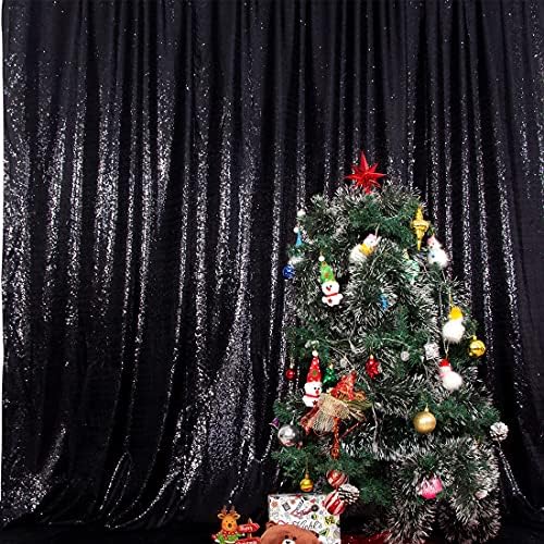 6 фута x 8 метра на Черен Фон с пайети, Плътни, Блестящи, Не Просвечивающие Сатен Фонови Драперии, Блестящ Непрозрачна Завеса за Фотография, Сериен Коледен Фон за Деня