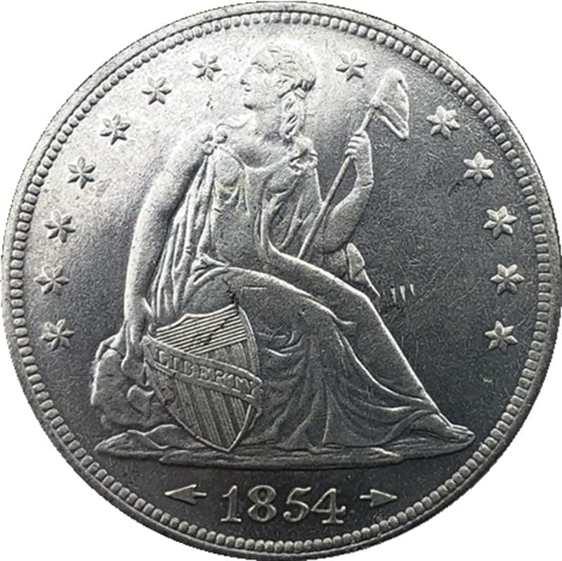 1854 Американски Монети, Месинг Със Сребърно Покритие, Монети Старинни Занаяти Чуждестранни Възпоменателни Монети