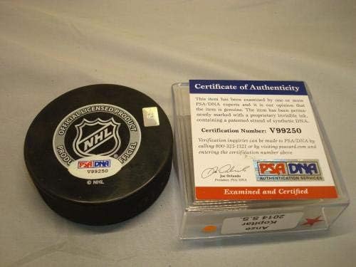 Анзе от който се хранят подписа договор с Kings 2014 Stadium Series Hockey Puck Auto. PSA / DNA COA 1A - за Миене на НХЛ с автограф