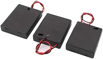 X-DREE 3 бр. ABS 4x1,5 AAA Калъф за батерии за ВКЛЮЧВАНЕ/ИЗКЛЮЧВАНЕ на Притежателя Кутия за съхранение с капак (3 пьезоэлемента ABS 4x1,5v ААА Акумулаторна батерия Estuche de Celdas Encendido
