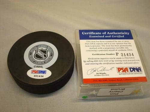 Дон Чери подписа хокей шайба Бостън Бруинс с автограф на PSA/DNA COA 1Б - за Миене на НХЛ с автограф