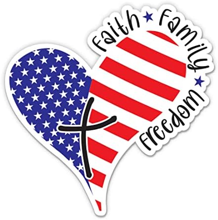 Етикети Faith Family Freedom - 2 опаковки, 3-инчов стикери - Водоустойчив винил за колата, телефон, бутилки