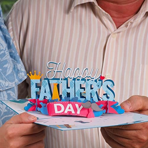 Всплывающая картичка с надпис Love Happy Бащи Ден, за баща, съпруг, син, Когото и да било - Ръчна изработка - Корица 5 x
