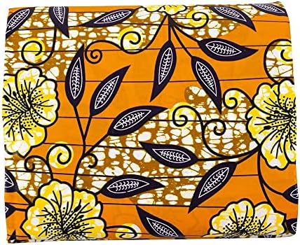 HLDETH Африканска плат 6 Ярда от Твърдия Futon Восъчни Материал Оранжева Кърпа за вечерните рокли (Цвят: както е показано, размер: 6 ярда)