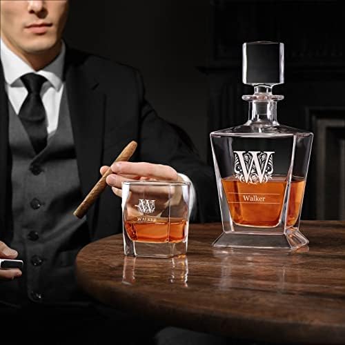 Персонализирани гарафа за уиски Maverton за мъже е Елегантен Геометричен гарафа за него - Геометричния модел - Стъклена