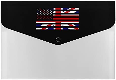 Британско-американски флаг, пластмасов цветна папка за файлове с 6 джоба, органайзер, титуляр-гармошка, документ за домашния