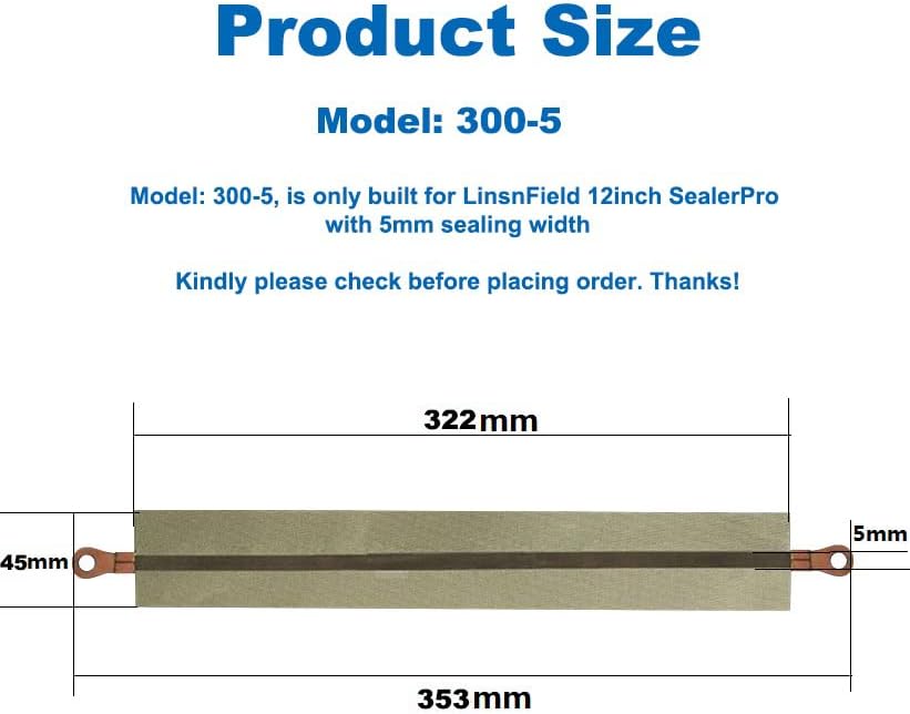 Ремонтни комплекти за импулсни мерки и теглилки LinsnField 12inch Sealer Pro, PTFE и 5-миллиметровые термосвариваемые на ивици с широчина 5 мм, дължина (включително дупка) 13,4 инча, ?