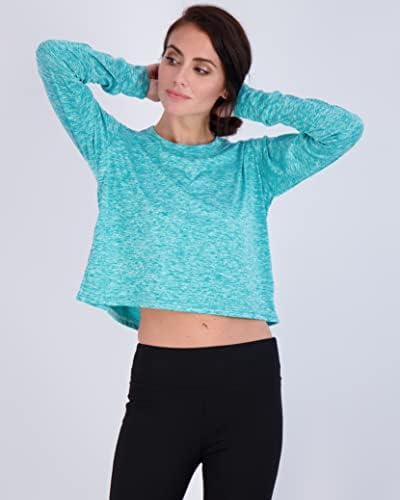 5 Опаковки: Женски Съкратен топ Dry Fit - Еластична спортна тениска с кръгло деколте и дълъг ръкав (на разположение в големи