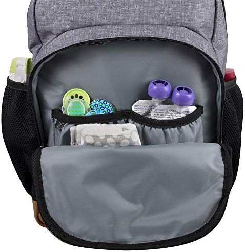 Раница-чанта за Памперси Fastfinder Multipocket Сив цвят от Fisher-Price с Подплата за Свободни и Ремъци за детски колички