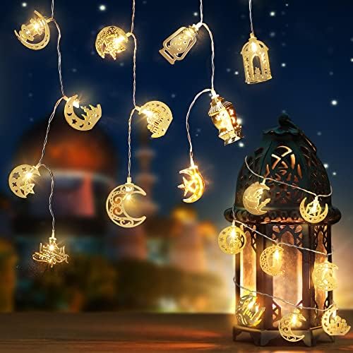 Hiboom 2 Опаковки на 19.6 фута 30 Led Лампа-венец за празника Рамадан Мубарак, Лунен Звезден Замък, Керосиновый Светлина,