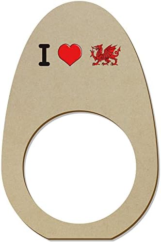 Azeeda 5 Дървени Пръстени/Притежателите за салфетки Аз обичам Уелс (NR00051651)