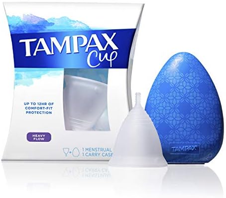 Менструална чаша Tampax Heavy Flow с футляром за носене, алтернатива на тампону в период на менструация, Множество, 12