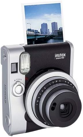 Фотоапарат непосредствена печат Fujifilm INSTAX Mini 90 Neo Classic (черно) 2-пъти фолио непосредствена печат Fujifilm Instax Mini 20 в опаковка (40 снимки) + Компактен калъф за фотоапарат + Кър