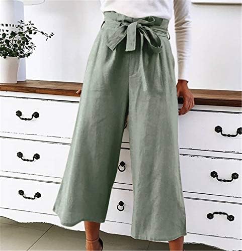 Дамски Ежедневни Широки панталони Andongnywell с еднакво шнур и Универсални Модерни панталони Nine -Minute Pants