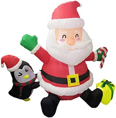 5FT Коледни Надуваеми Играчки на Дядо Коледа и Малко Пингвин LED Надуваем Коледен Надуваем Подпори Дядо Коледа