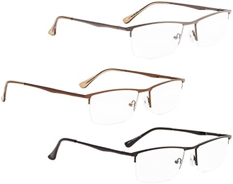 LUR 3 опаковки на метални очила за четене в полуободке + 3 опаковки очила за четене без полуободки (само 7 двойки ридеров