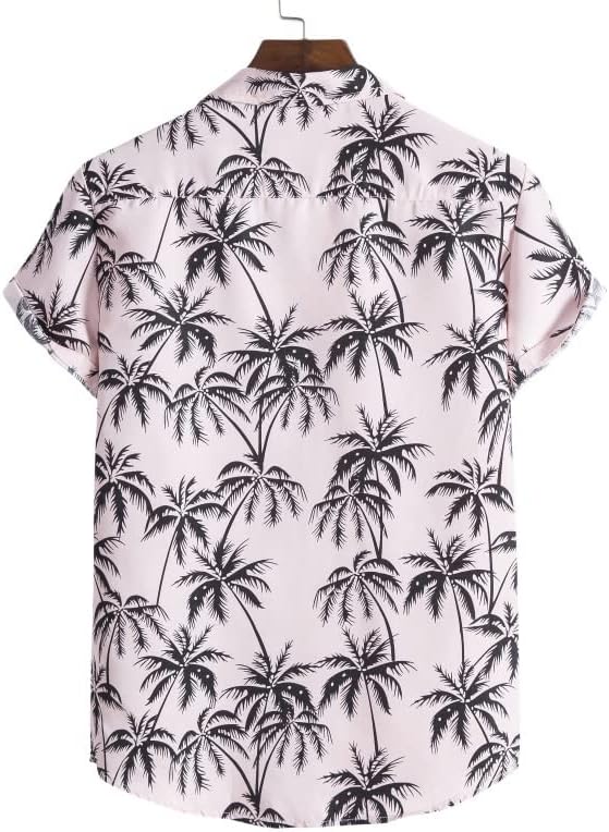 Костюм за почивка, Мъжки Хавайска риза, костюм с къс ръкав, Ежедневни риза с копчета с принтом, Плажни шорти,