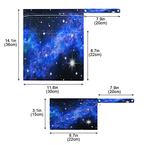 Kigai Водоустойчив Набор от Мокри Чанти Blue Galaxy Universe Мокри, Сухи Торби за Филтър Памперси Моющийся Калъф с Дръжка за