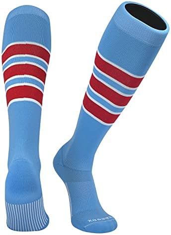 Чорапи за бейзбол, софтбол, футбол в ивицата КРУША СОКС OTC - Небето-Синьо, Бяло, Alaw Червено (C)