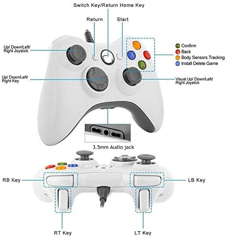 Контролер Reiso Xbox 360 геймпад с кабелен USB контролер с дължина 7,2 метра, който е Съвместим с Microsoft Xbox 360