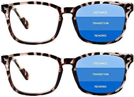 Henotin 2-Pack Прогресивно Многофокусные Очила За Четене, Блокиране на Синя Светлина, Дамски /Мъжки, с Пружинным тръба