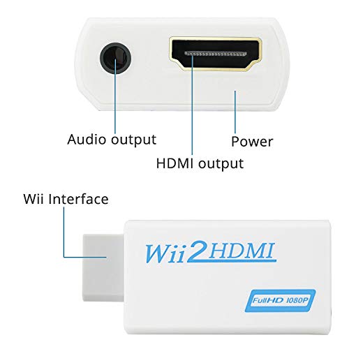 Адаптер Wii-HDMI-HDMI кабел съвместим с Nintendo Wii - Converter HD Video аудио изход Поддържа всички режими на показване на