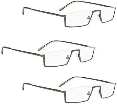 LUR 4 Опаковки класически очила за четене + 3 опаковки на метални очила за четене в полукръгла рамка (общо 7 двойки