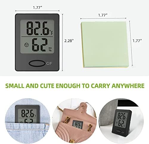 BALDR Портативен Мини Цифров Термометър-Влагомер -следи температурата и влажността, с възможност за окачване на стена, разходки и магнит за дома, офиса, оранжерии и мн