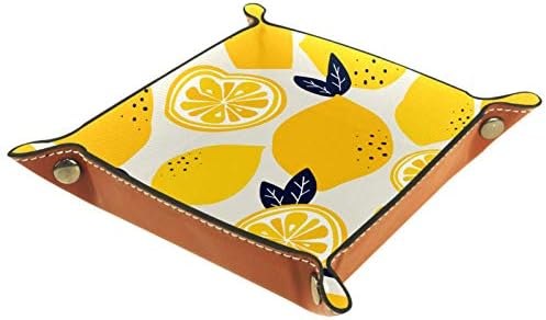 ключ монета Кутия За Съхранение на шоколадови бонбони Сгъваеми Кожени Квадратни Корита За Бижута Подвижни Зарове Игра Тава Жълт Плод Лимон