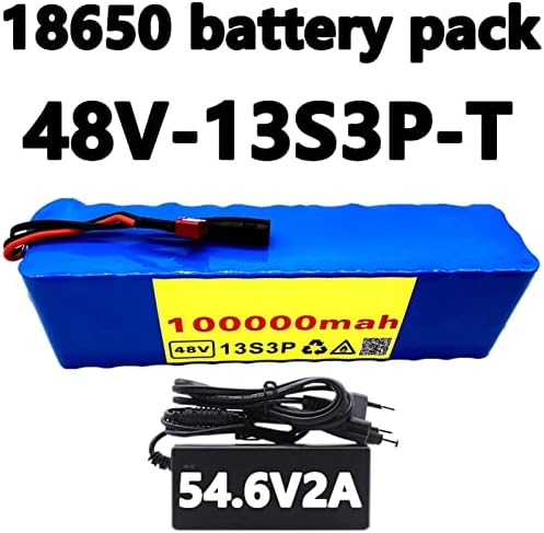 Батерия за электровелосипеда WOGQX 48V 100Ah, Литиево-йонна батерия (48V 100000Mah 13S3P), Интегрирана с