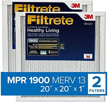 Въздушен филтър Filtrete 20x20x1, MPR 1900, MERV 13, Healthy Living the Ultimate Allergen 3-Месечен Нагънат Въздушни филтри