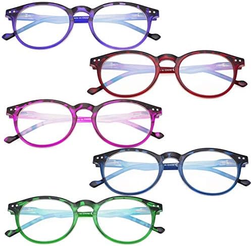 Eyekepper 5 опаковки кръгли женски очила за четене - стилни овални дамски очила за четене за жени + 1,25