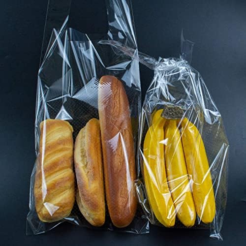 Пластмасови опаковки за хляб Lesibag размер 9 x 19 инча - Микроперфорированные пакети за печене под формата на тениски с вентилация и дръжки за домашен хляб (100 бр)
