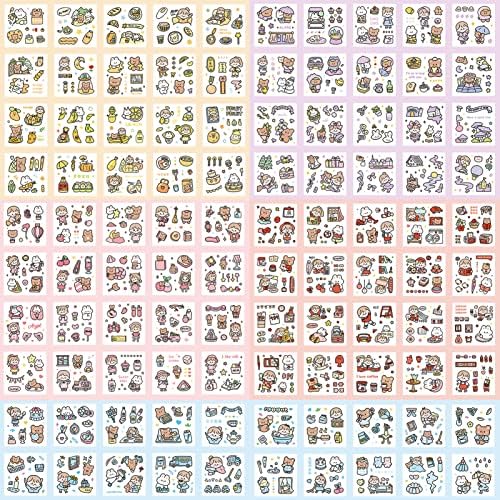 Набор от стикери Kawaii (100 листа 600 + малки парчета) - Сладък домашен любимец, Прозрачен Cartoony Герой, Декоративна Стикер във формата на Цвете за Албуми, Стикер за водене н?