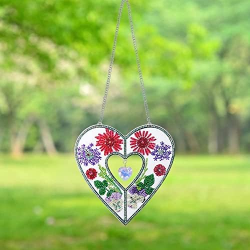 LUSandy САМ 5D Цветя Сърцето на Комплекти за рисуване с Диаманти Окачен Знак Стенен Художествен Знак за Особена