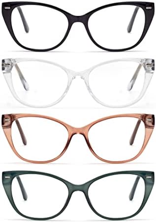Autojouls, 4 опаковки очила за четене за жени, дограма TR, модерни стилни, гъвкави очила за четене от компютър, за защита от напрежение за очите/мигрена