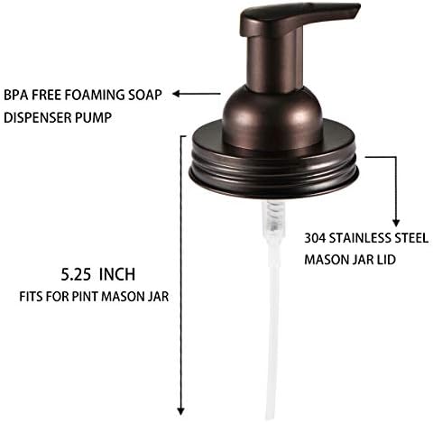 Капак за опаковка на сапун Mason Jar - Обикновена Горловина - Капак от неръждаема стомана премиум-клас 304 и помпа