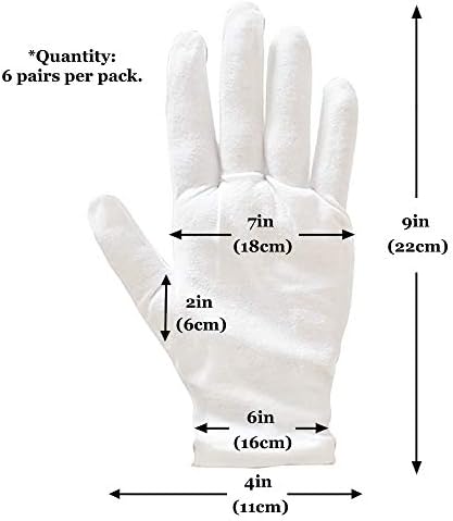 Бели Памучни ръкавици Synra за даване на младостта ръцете и кутикуле, Нека Работни ръце от груби работни ръкавици, Подходящи за измиване и повторно използване, 6 двойк