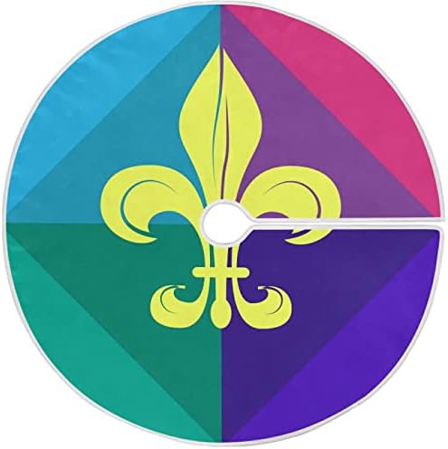 Oarencol Mardi Gras Fleur De Lis Пола за Коледно 36 инча Цветна Клетчатая Геометрия Бъфало Коледна Празнична Парти Коледа