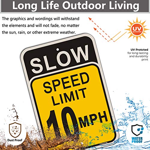 2 Пакета Знак за ограничение на бавна скорост 10 километра в час Знак за забавяне на движението 18x12 инча Пътен
