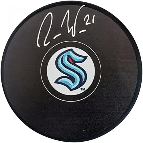 Александър Веннберг С автограф на Официалното лого Seattle Kraken Hockey Puck Fanatics Holo Stock #200858 - за Миене на НХЛ с автограф
