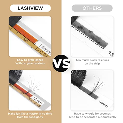 LASHVIEW 1S Fast Фен Копринени Индивидуални мигли За изграждане с Дебелина от 0,10 mm CC Curl 8-15 мм Смесени Дължина